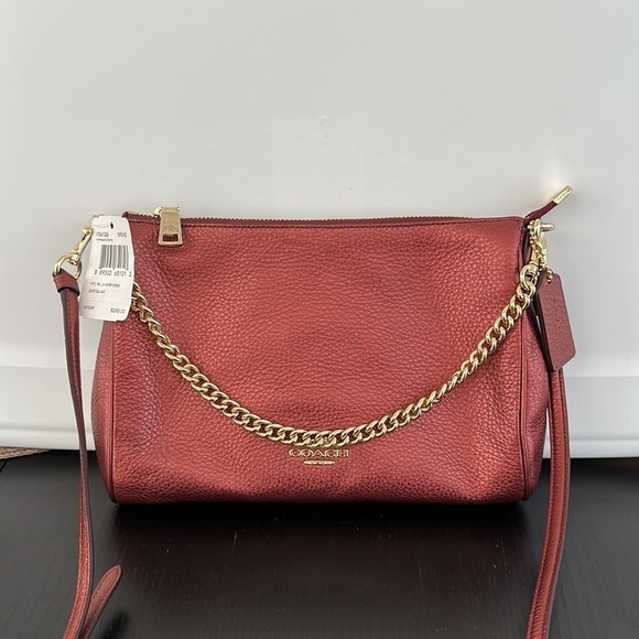 Coach CARRIE CROSSBODY IN METALLIC LEATHER - Picture 3 of 14
